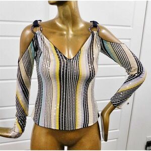 Missoni Italy Sequin Striped Knit See Through Long Sleeve Top Blouse sz‎ 44